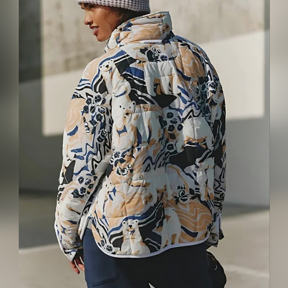 Free People Pippa Printed Packable Puffer Jacket Winter Combo